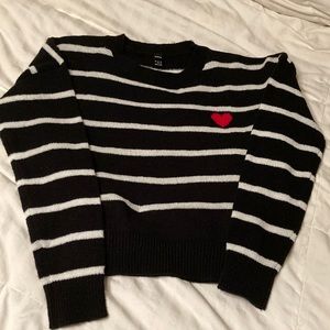 Black and white striped sweater with heart